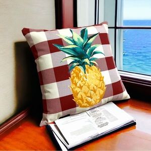 🆕 Hampton Bay Square Pillow Indoor/Outdoor Home Decor Pineapple Accent Pillow